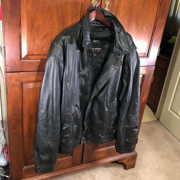 Wilsons Men Leather Bomber Jacket Size XXLT Black Thinsulate Full Zip Moto Biker - Picture 16 of 16